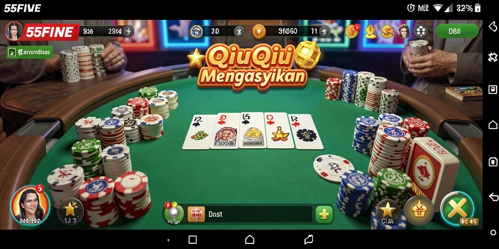 Tampilan gameplay seru di 55FIVE QiuQiu.