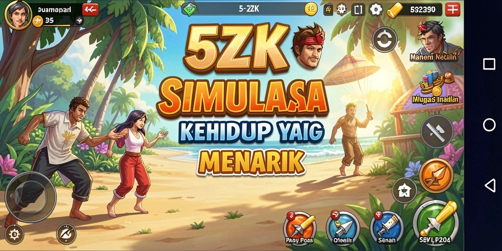 Tampilan gameplay <strong>5ZK</strong> dengan karakter dan lingkungan yang interaktif.