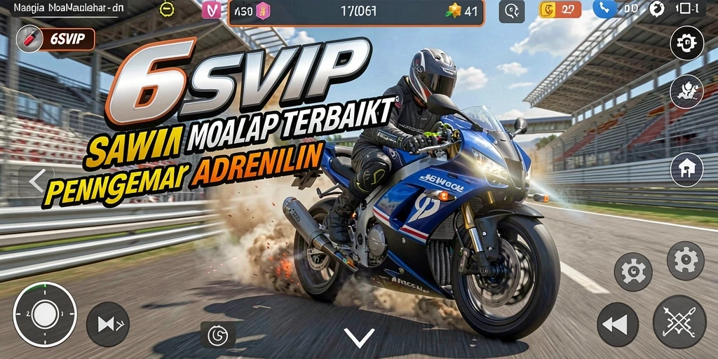 Screenshot permainan 6SVIP menunjukkan aksi balap motor yang mendebarkan.