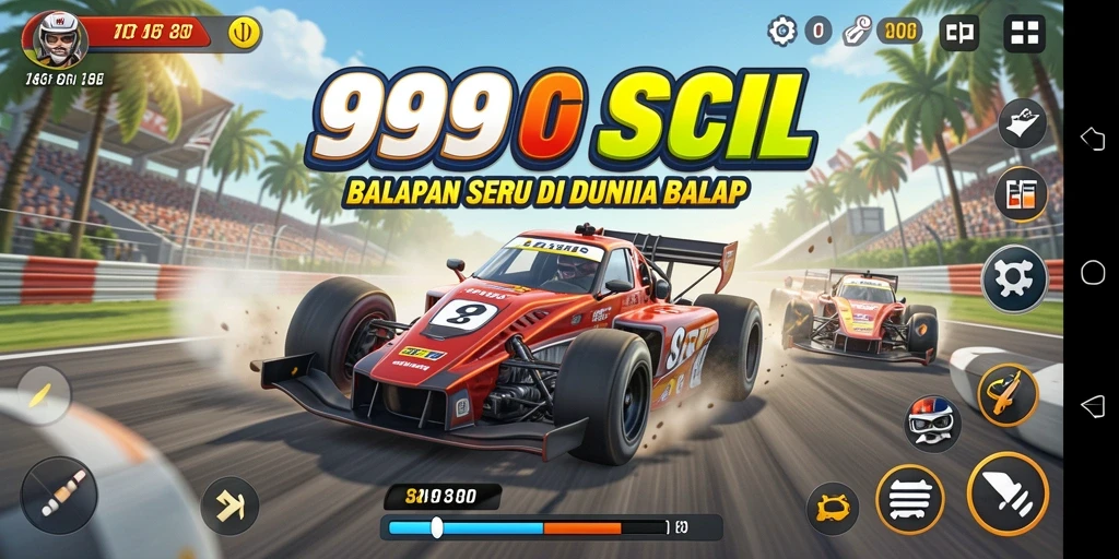 Tampilan gameplay 99SL yang mendebarkan saat balapan.
