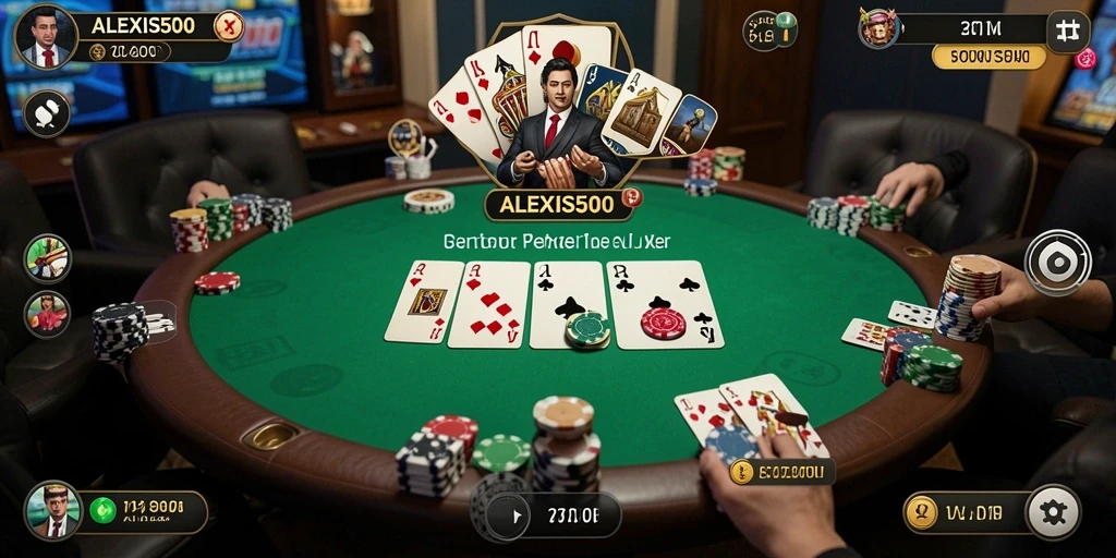 Gameplay ALEXIS500 menunjukkan keseruan bermain poker yang mendebarkan.