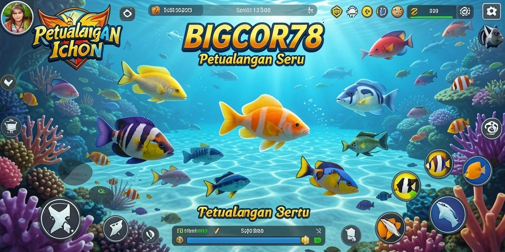Tampilan gameplay seru dalam BIGCOR78 saat menembak ikan.