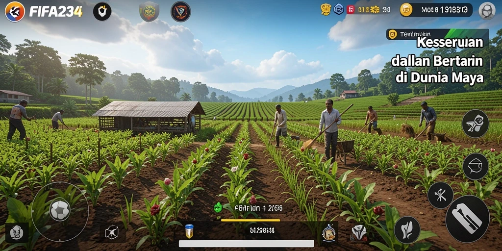 Gameplay FIFA234 yang seru dengan aktivitas bertani yang realistis.