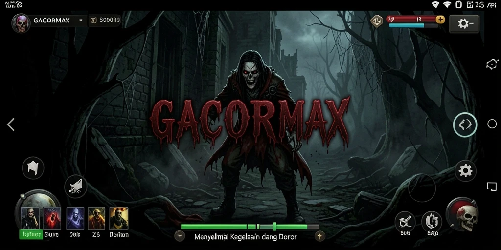 Screenshot menampilkan gameplay mendebarkan dalam GACORMAX dengan suasana horror yang mencekam.