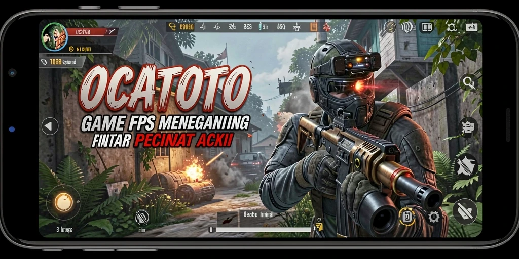 Screenshot gameplay OCATOTO menunjukkan aksi menembak yang mendebarkan.