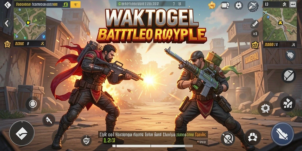 Gameplay seru di WAKTOGEL dengan aksi Battle Royale yang mendebarkan.